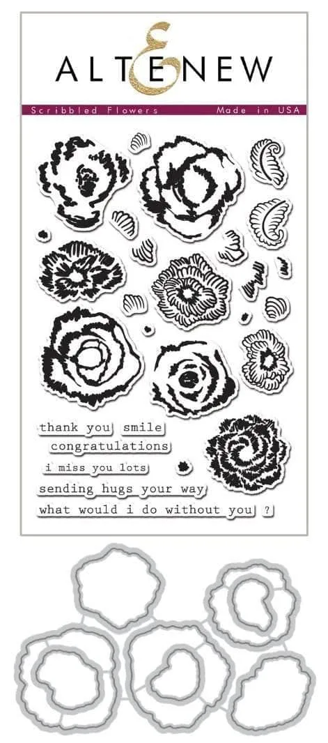 altenew-scribbled-flowers-stempel-stanzen-blumen-set image 1