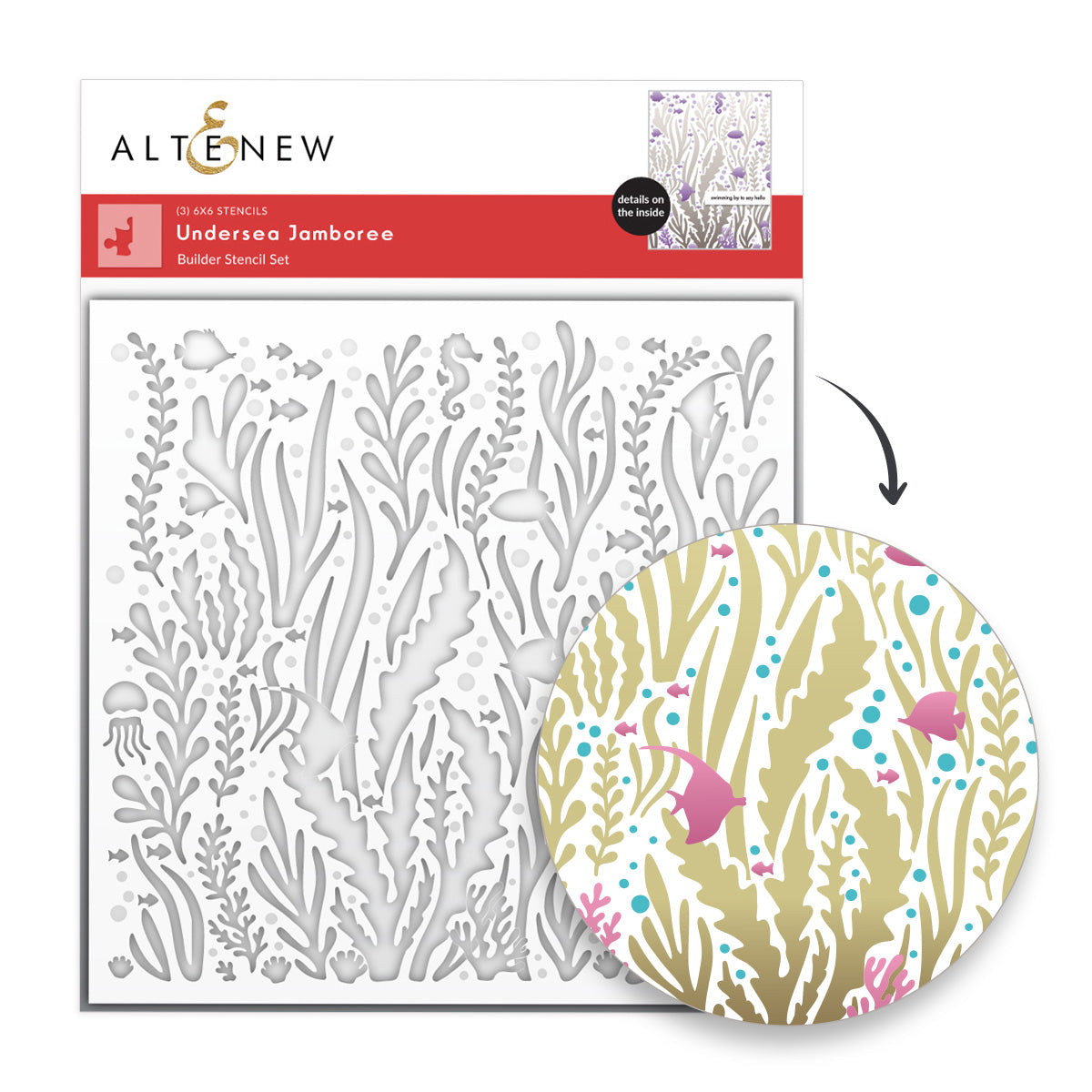 altenew-stencils-undersea-jamboree-stencil-set-3-in-1-6x6-natur image 1