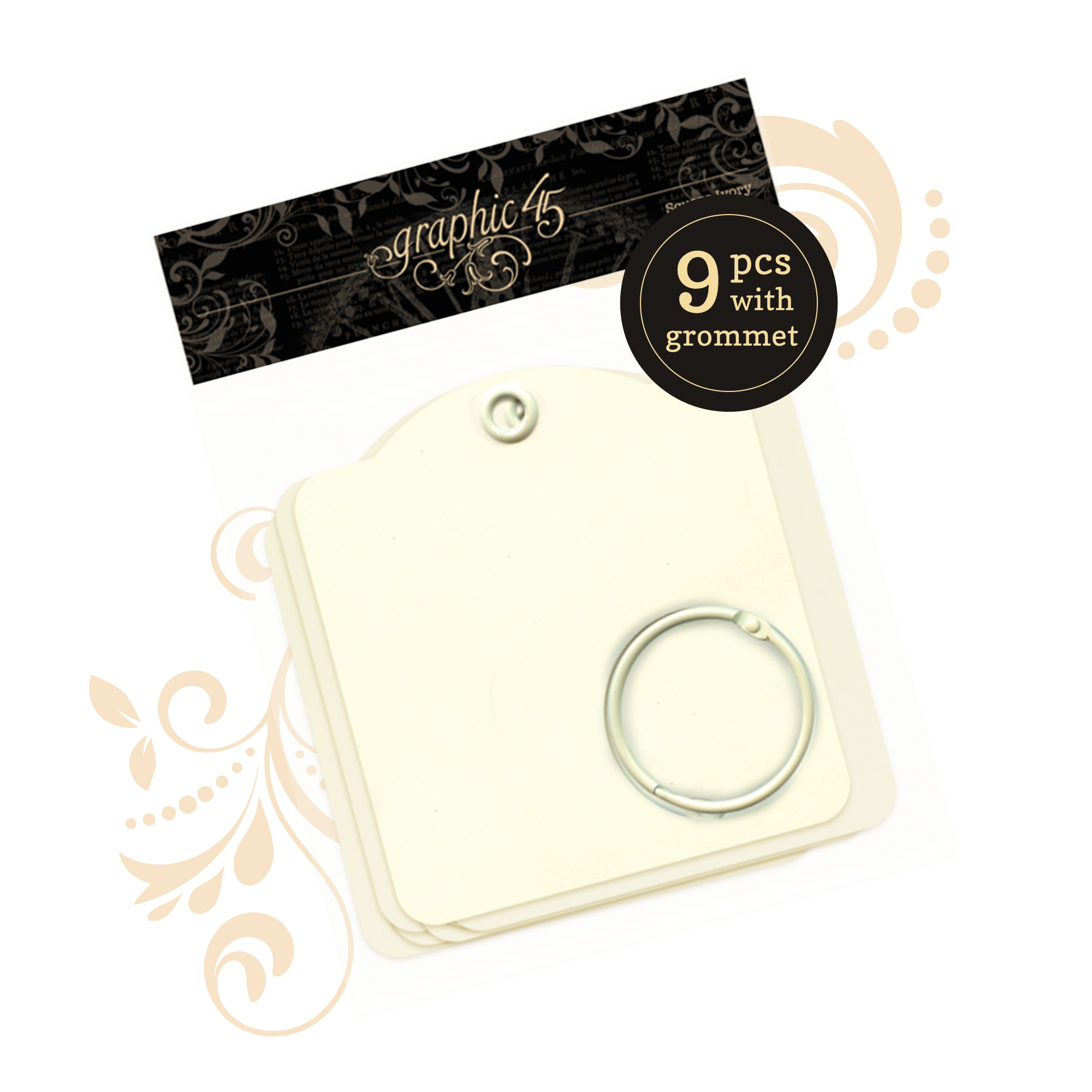 graphic-45-square-tags-album-ivory-9-tags-5x4-5 image 1