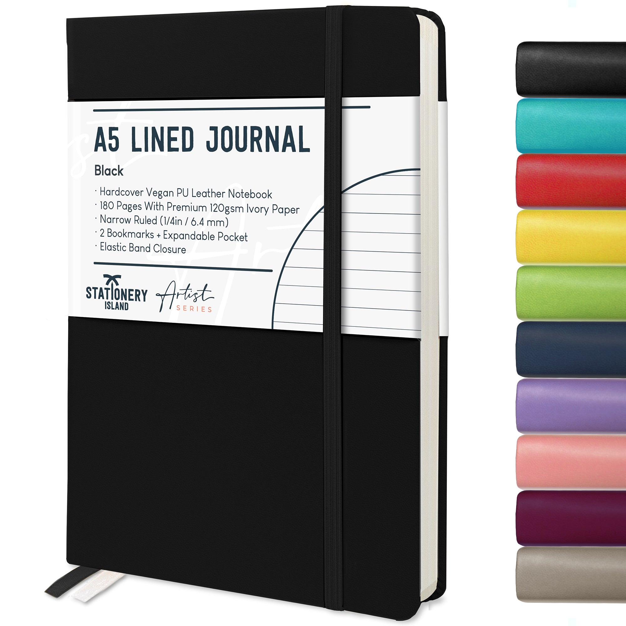 stationery-island-journal-notizbuch-a5-liniert-schwarz-180-seiten image 6