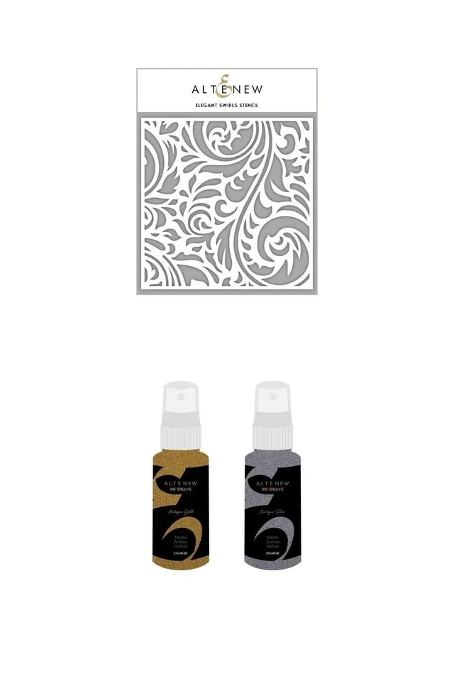 altenew-elegant-swirls-schablone-ink-spray-set-gold-silber image 1