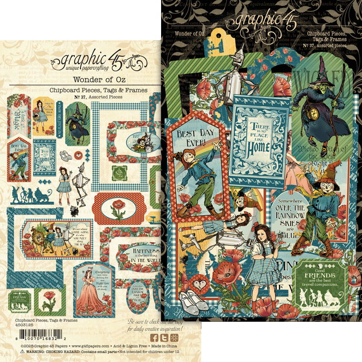 graphic-45-wonder-of-oz-chipboard-tags-frames image 1