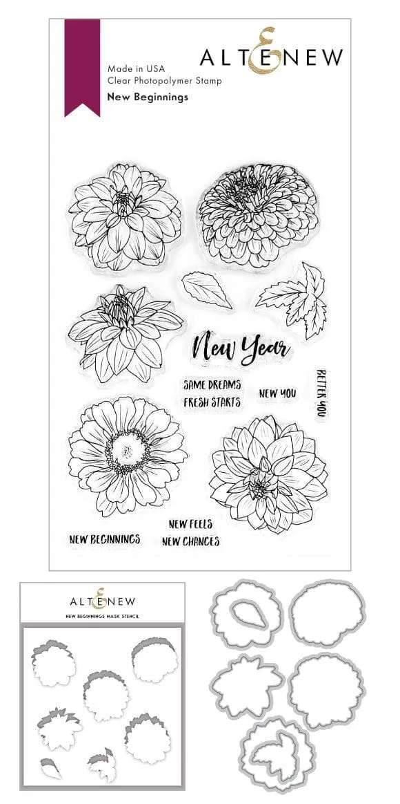 altenew-new-beginnings-schablone-stencil-set-blumen image 1