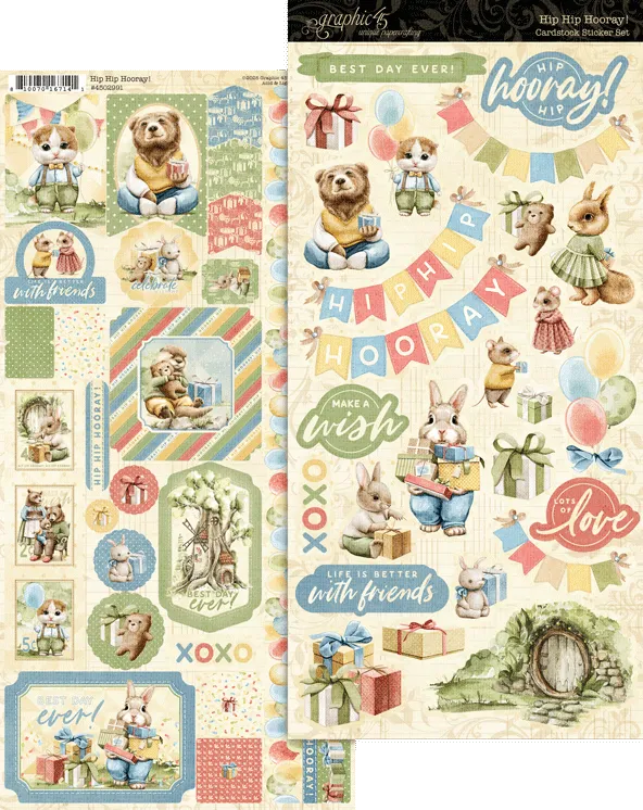 graphic-45-hip-hip-hooray-sticker-set-geburtstag-2-bogen image 1