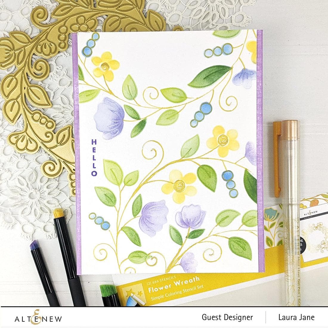 altenew-flower-wreath-simple-coloring-stencil-set-2-in-1-floral image 8