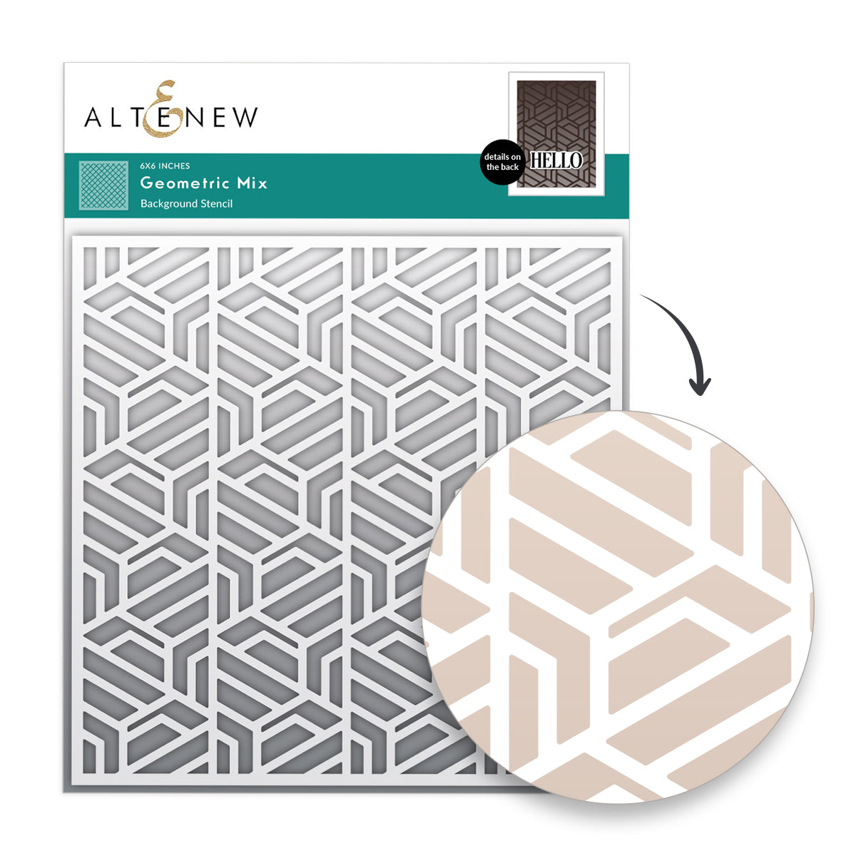 altenew-geometric-mix-stencil-schablone-6x6-hexagon image 1