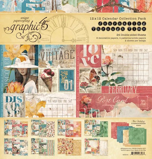 graphic-45-journaling-through-time-12x12-papier-24-blatt image 1