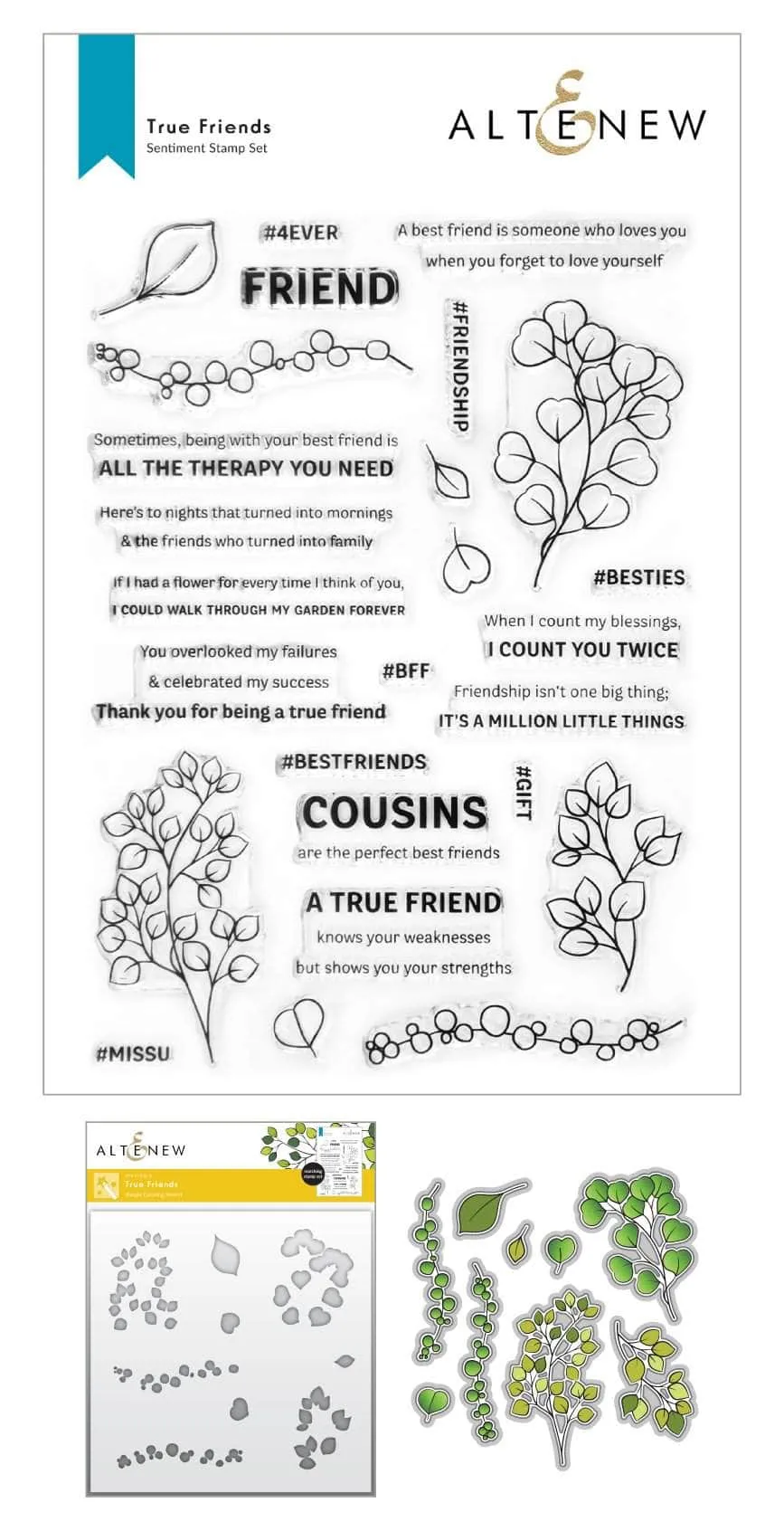 altenew-stencils-true-friends-coloring-stencil-6x6-schablone image 1