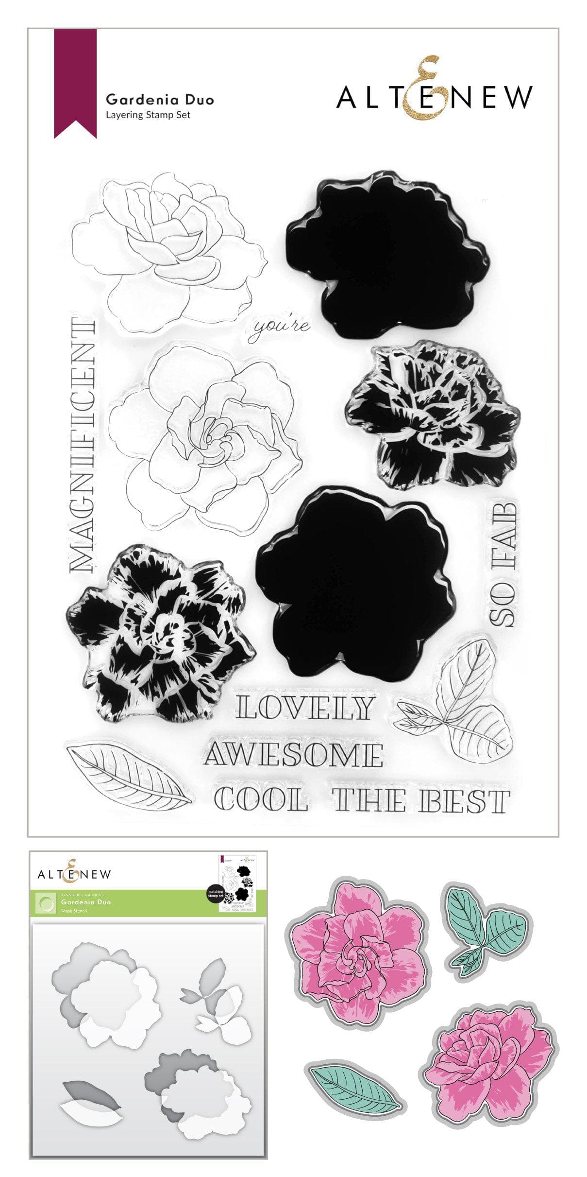 altenew-gardenia-duo-komplett-bundle-stempel-stanzen-schablone image 1
