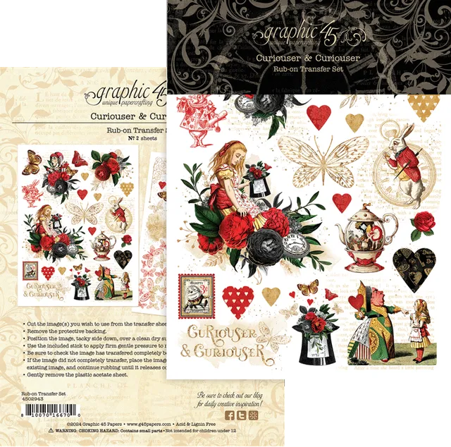 graphic-45-curiouser-curiouser-rub-on-transfers-2-bogen image 1