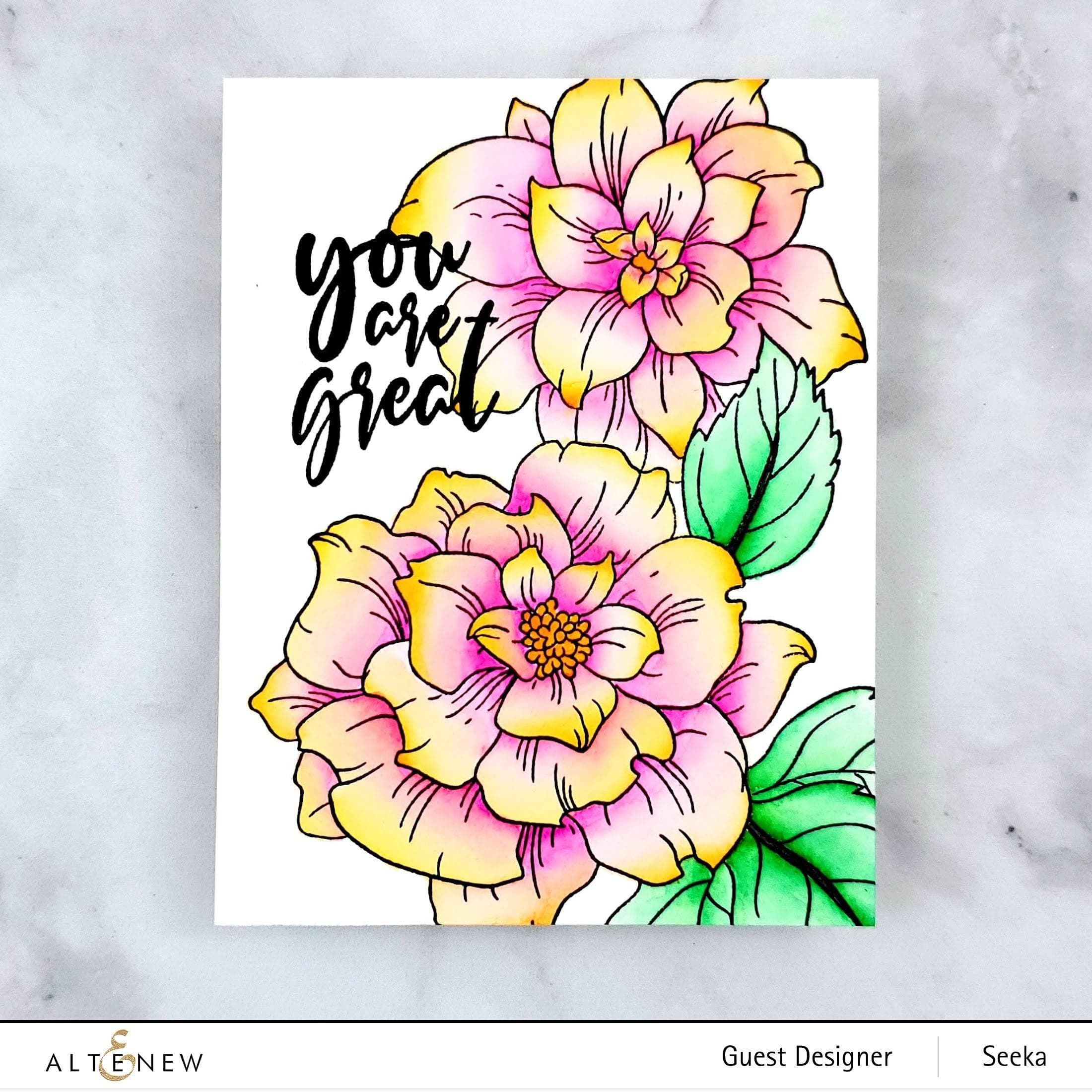 altenew-courageous-you-schablone-blumen-coloring-stencil image 3