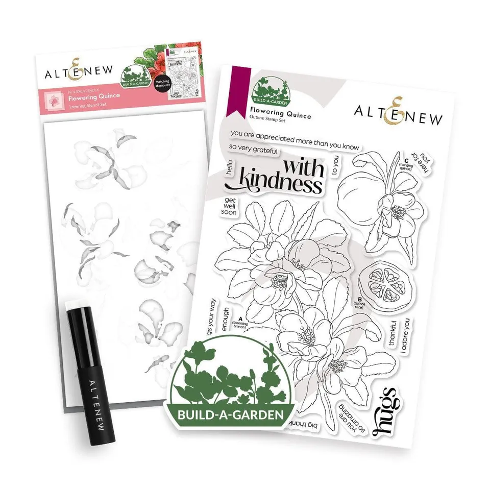 altenew-build-a-garden-flowering-quince-stempel-schablonen-set image 1