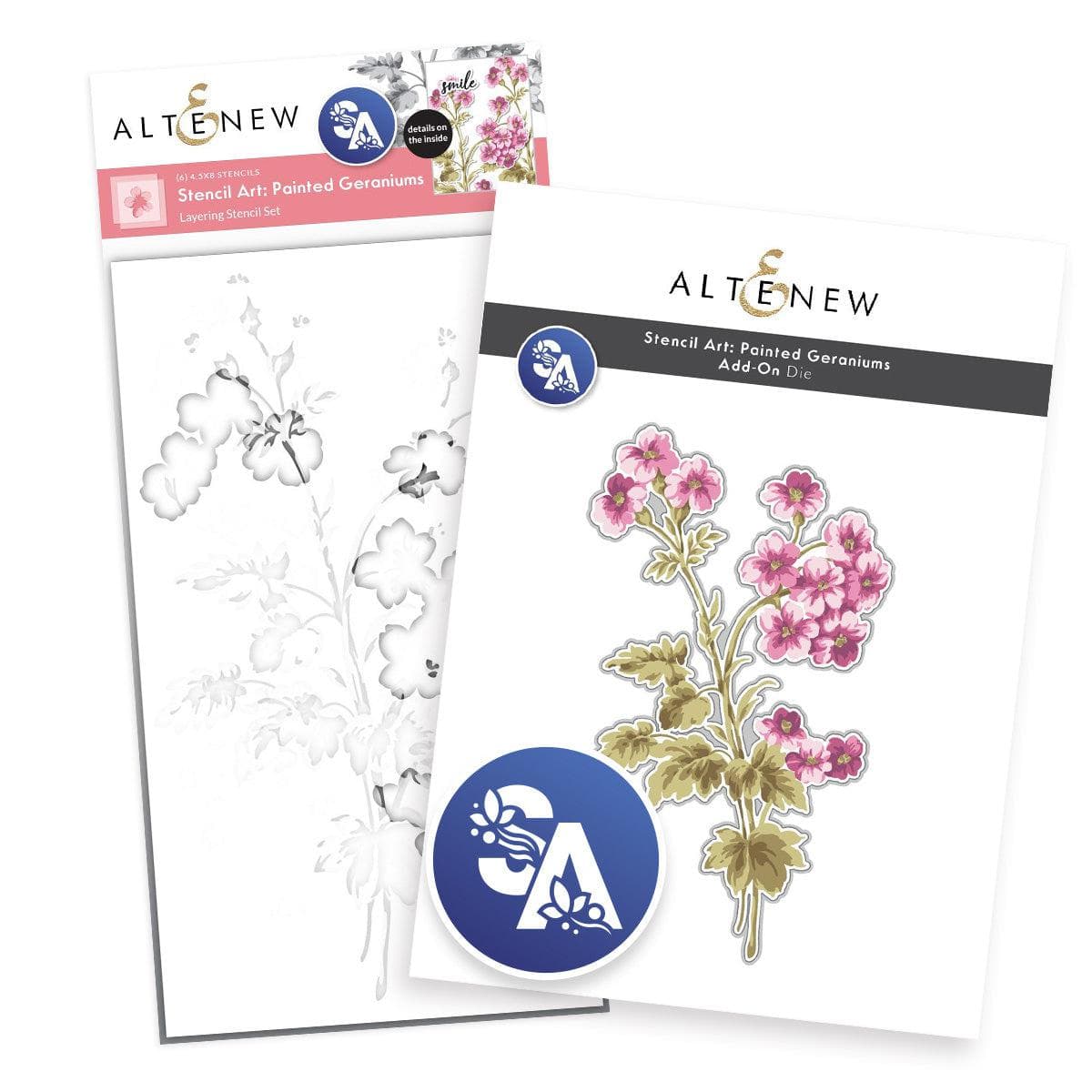 altenew-stencil-art-painted-geraniums-schablone-stanze-bundle image 1