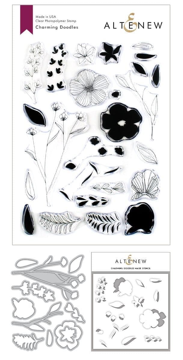 altenew-charming-doodles-stempel-stanzen-schablonen-bundle-blumen image 1