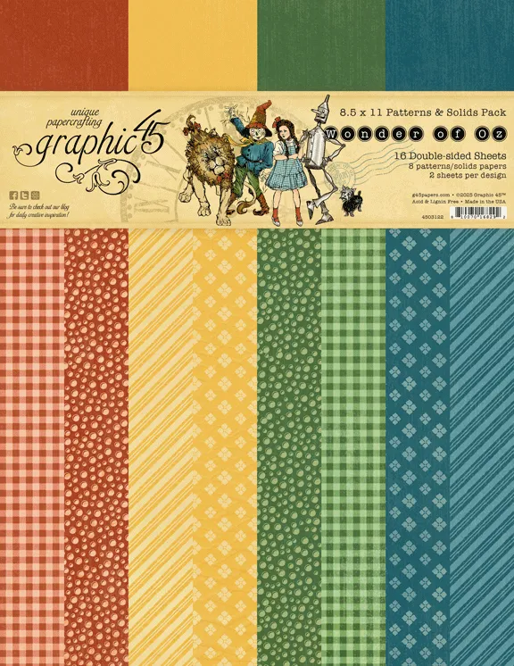graphic-45-wonder-of-oz-patterns-solids-papier-8-5x11 image 1