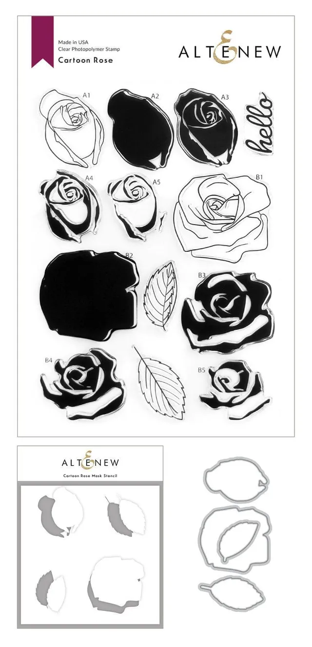 altenew-cartoon-rose-stencil-masken-schablone-4tlg-retro image 1