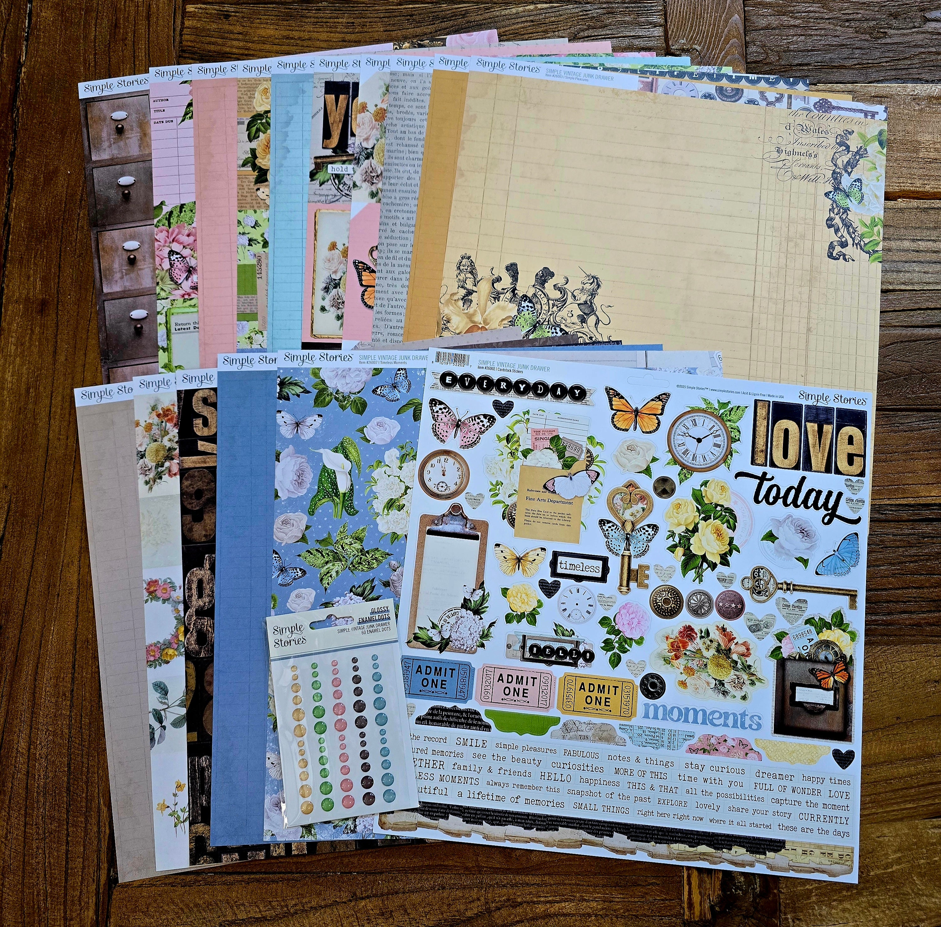 simple-stories-simple-vintage-junk-drawer-paper-pack-12x12 image 1