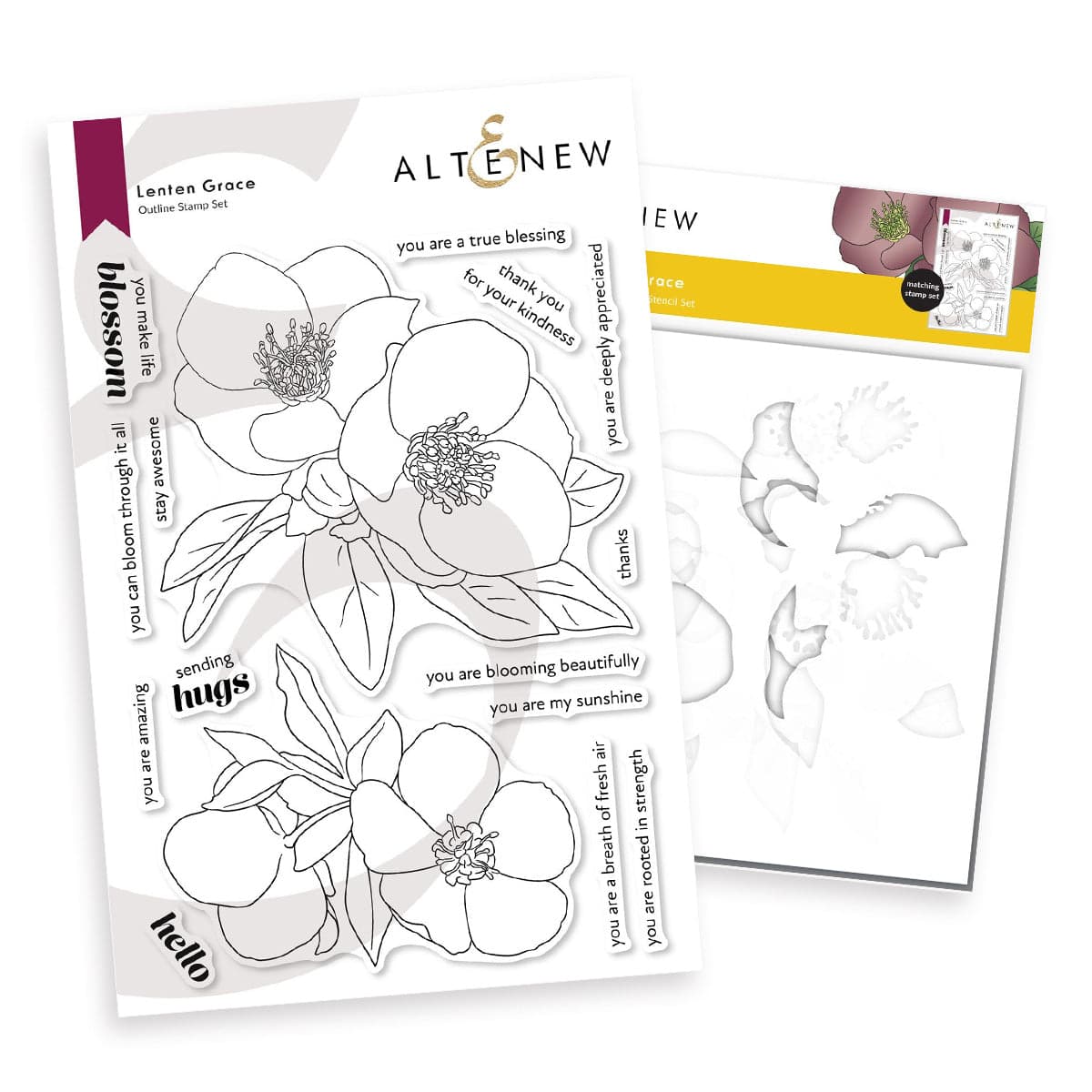 altenew-lenten-grace-bundle-stempel-stencil-set-christrose image 1