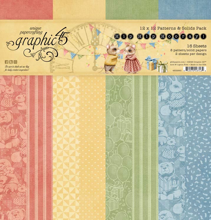 graphic-45-hip-hip-hooray-12x12-motivpapier-geburtstag-16-blatt image 1