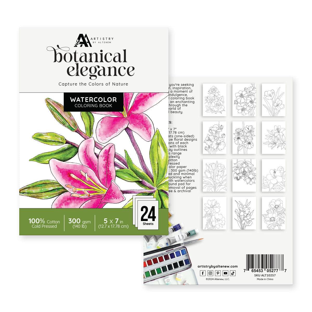 altenew-botanical-elegance-aquarellbuch-12-motive-baumwolle image 1
