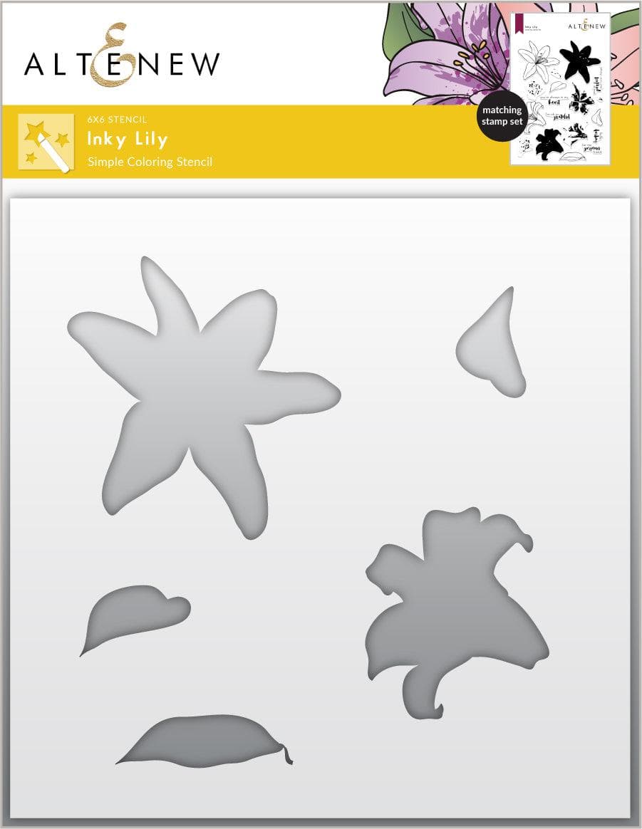 altenew-stencils-inky-lily-simple-coloring-schablone-floral image 1