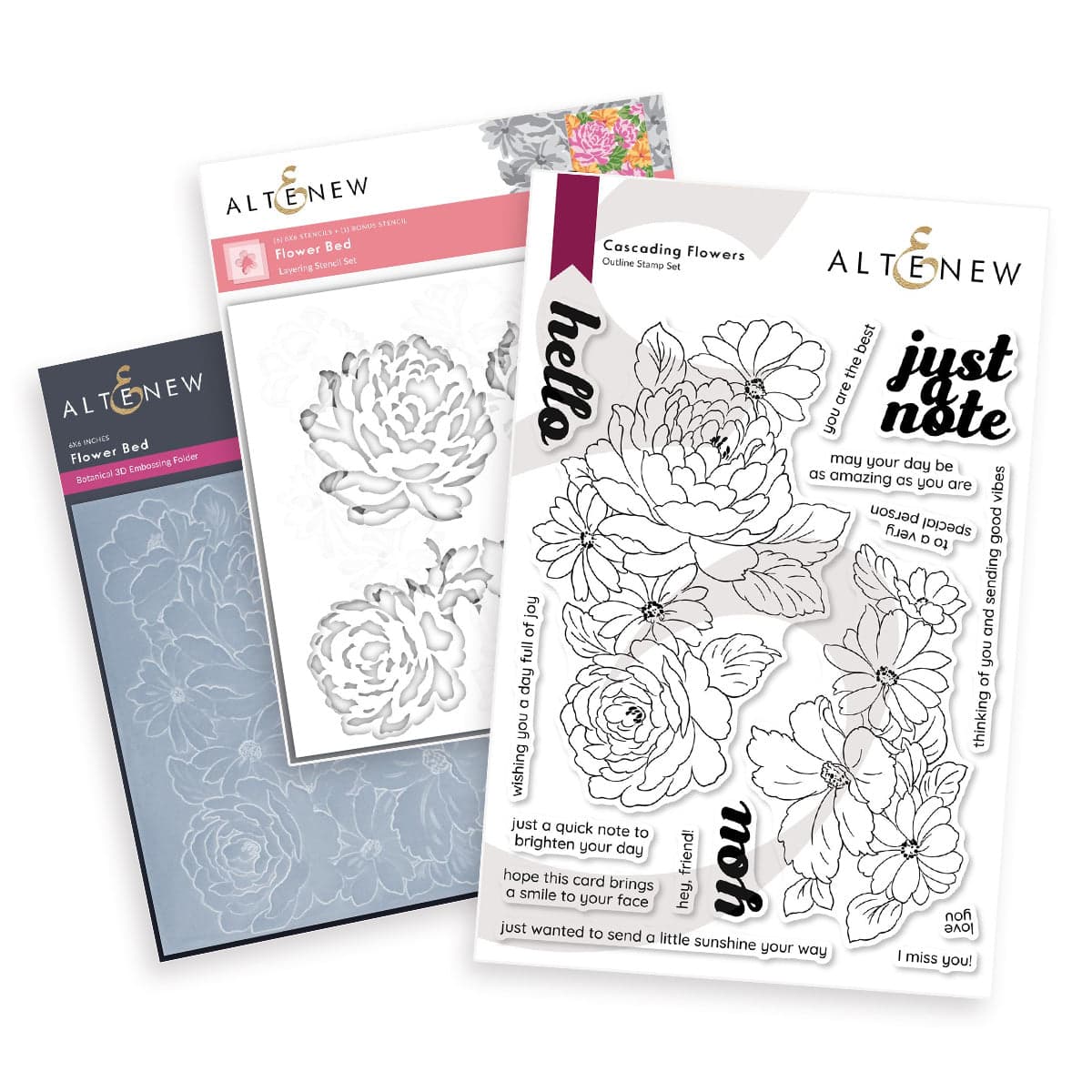 altenew-flower-bed-bundle-pr-gefolder-set-mit-schablonen-und-stempel image 1