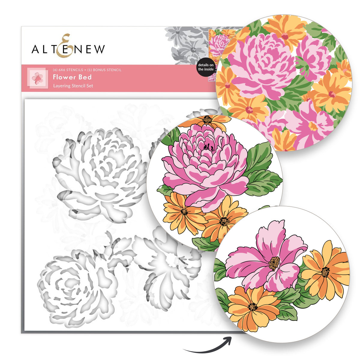 altenew-flower-bed-layering-schablonen-6x6-zoll-floral image 1