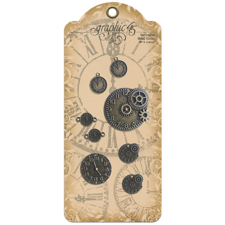 graphic-45-staples-decorative-metal-clocks-metall-uhren-8-st-ck image 1