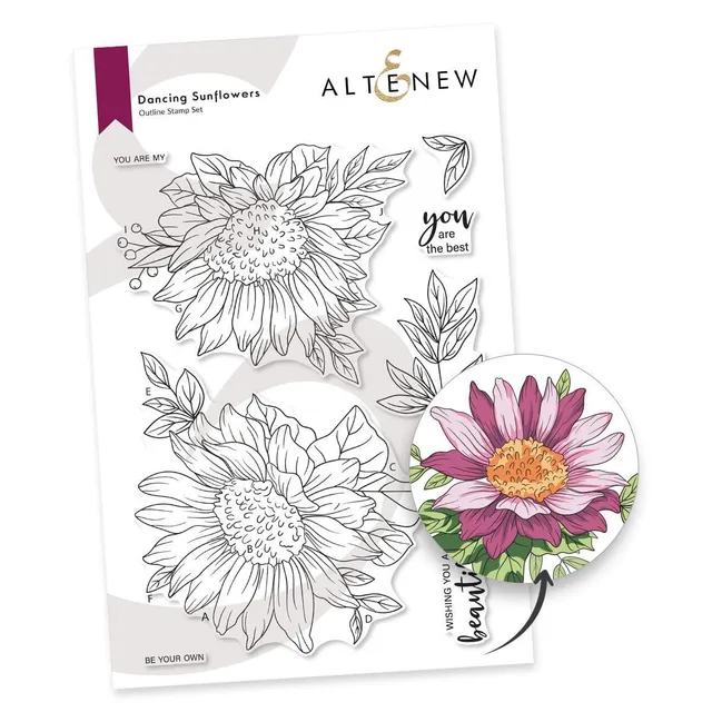 altenew-dancing-sunflowers-stempelset-sonnenblumen-9-teilig image 1
