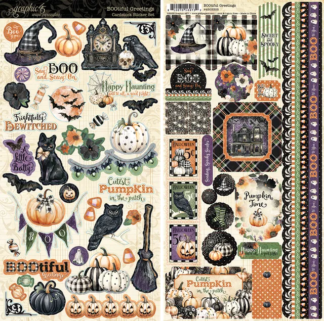 graphic-45-bootiful-greetings-sticker-set-halloween-2-bogen image 1