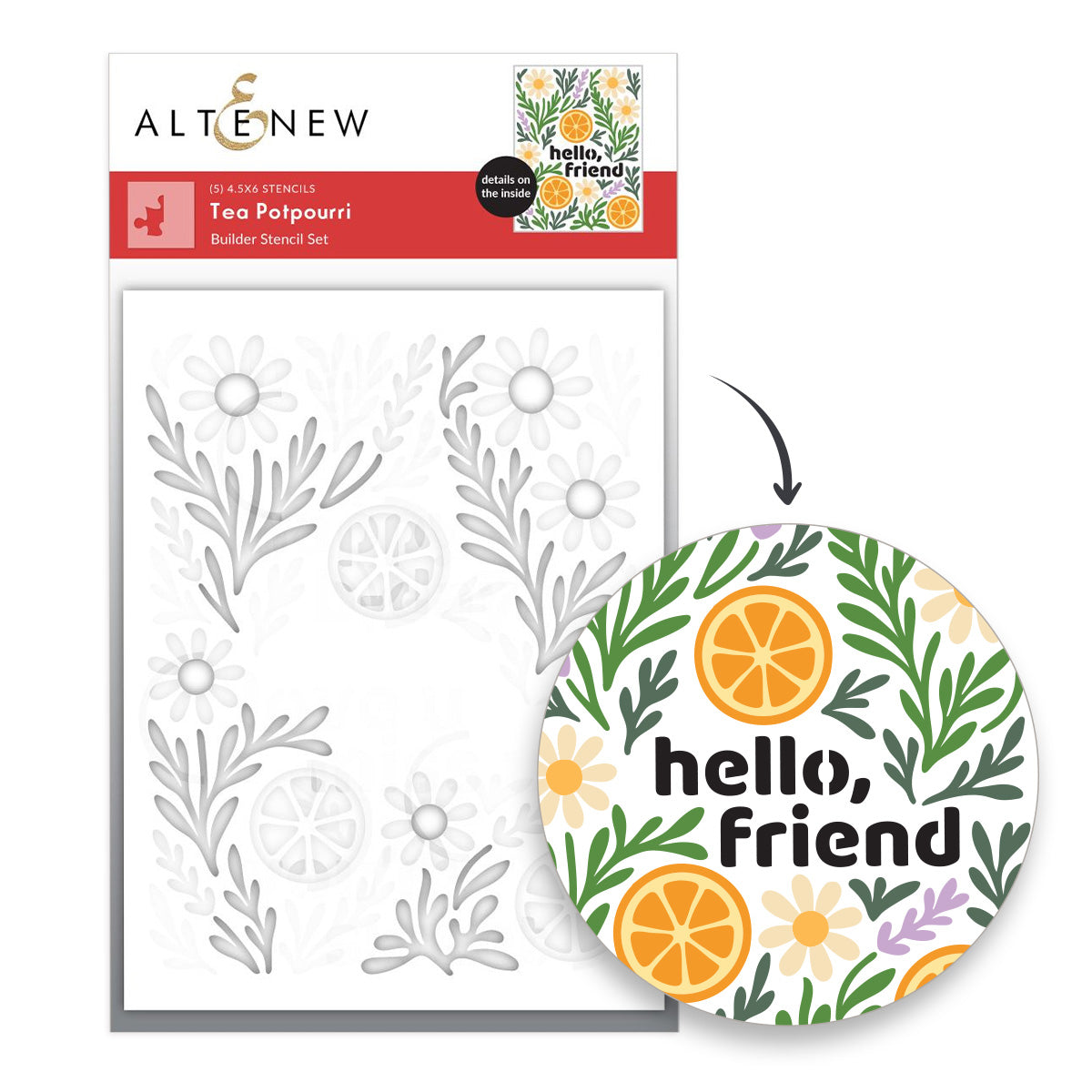 altenew-tea-potpourri-schablonen-set-5-in-1-natur-blumen image 1