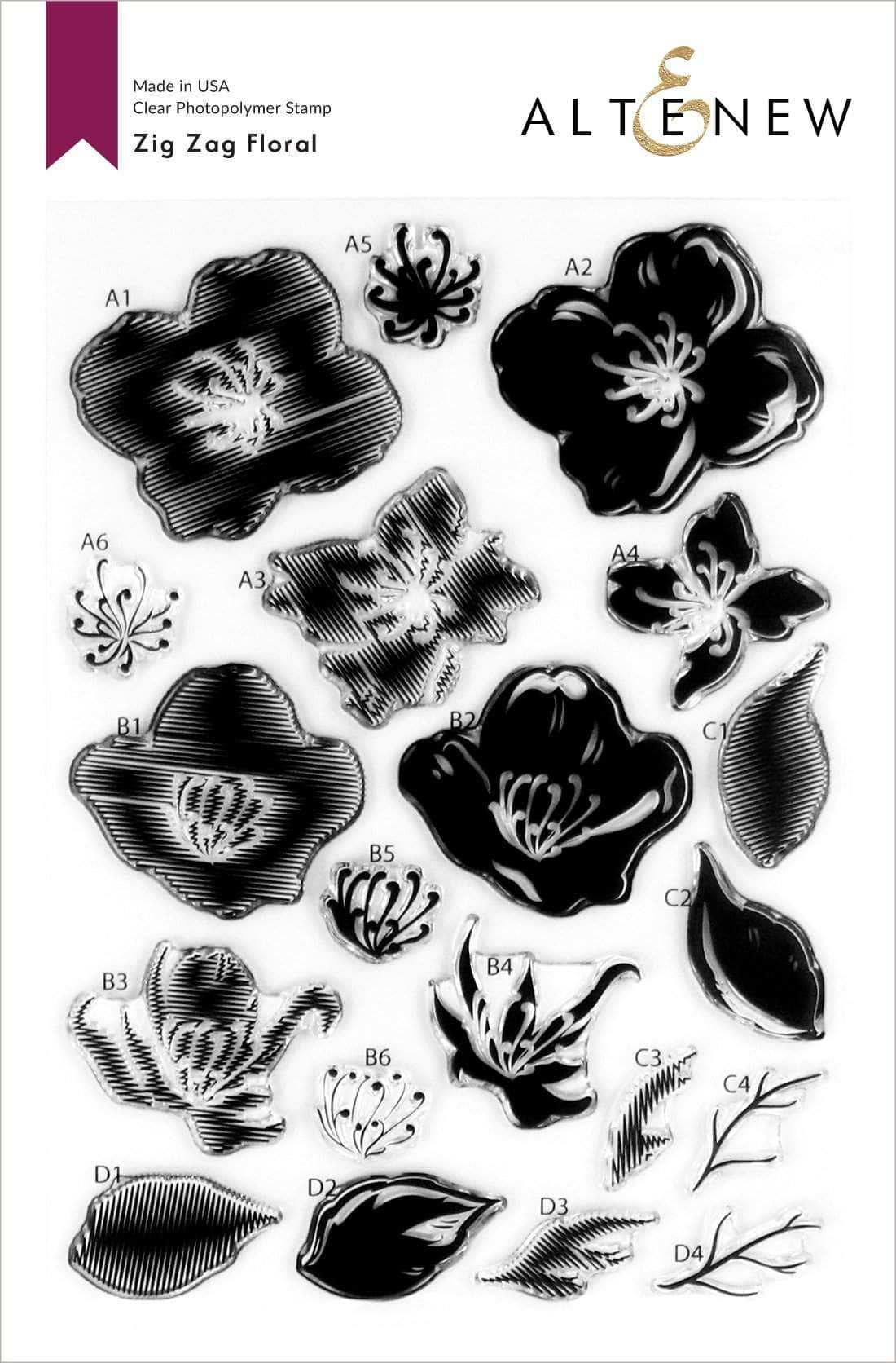 altenew-zig-zag-floral-stempelset-clear-stamps-6x8 image 1