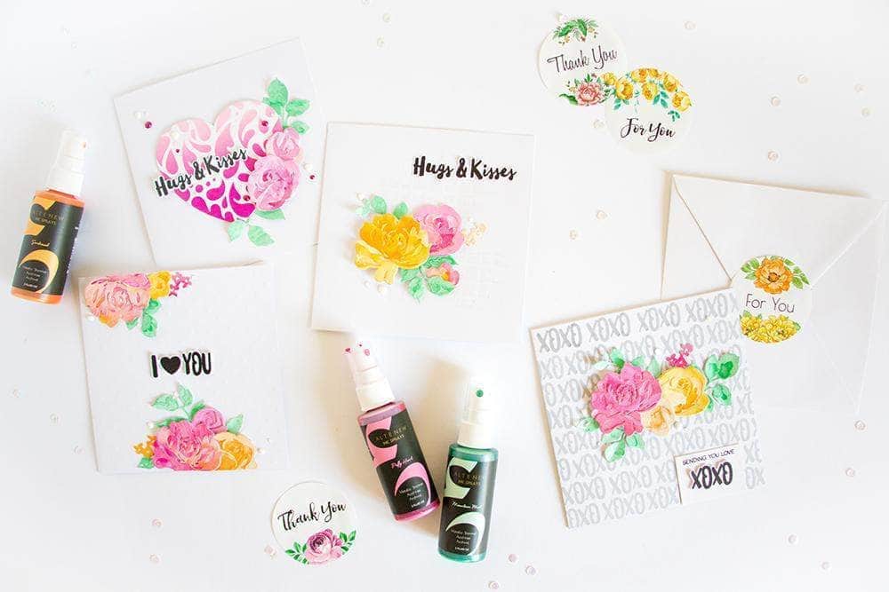 altenew-inks-flowing-hearts-stencil-spray-set-metallic image 2