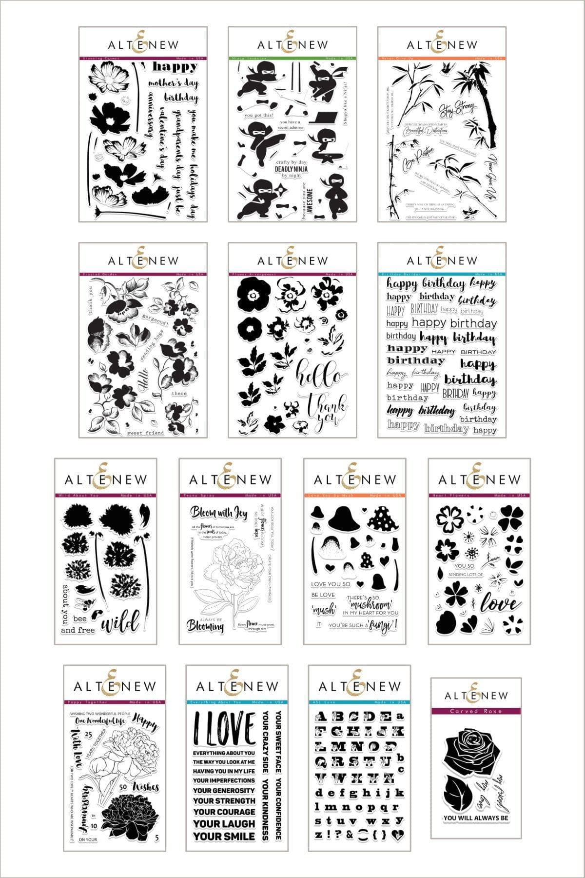 altenew-unique-and-lovely-stamp-bundle-stempelset-14-tlg image 1