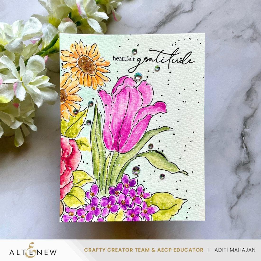 altenew-one-happy-bouquet-stempelset-blumen-6x8 image 2