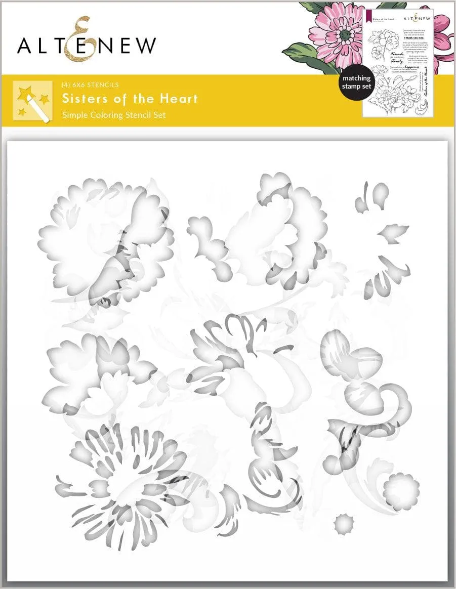 altenew-sisters-of-the-heart-coloring-stencil-4-in-1-floral image 1
