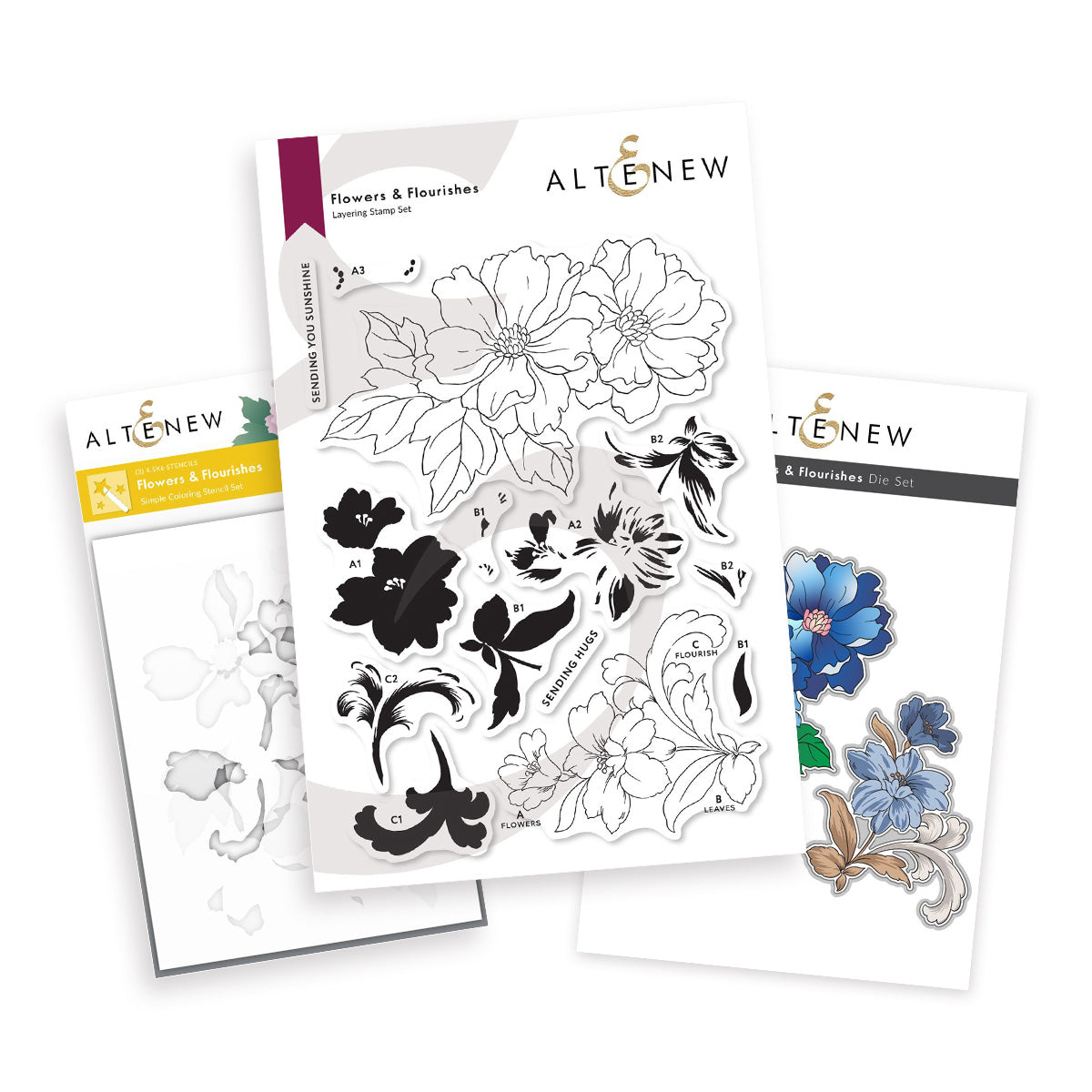 altenew-flowers-flourishes-stempel-schablonen-set image 1