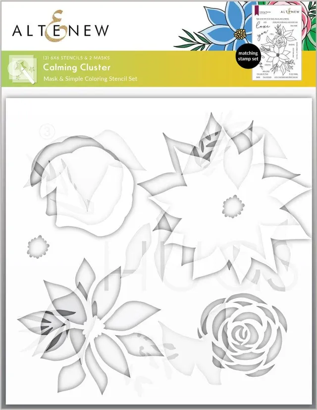 altenew-calming-cluster-stencil-set-3in1-blumen-coloring image 1