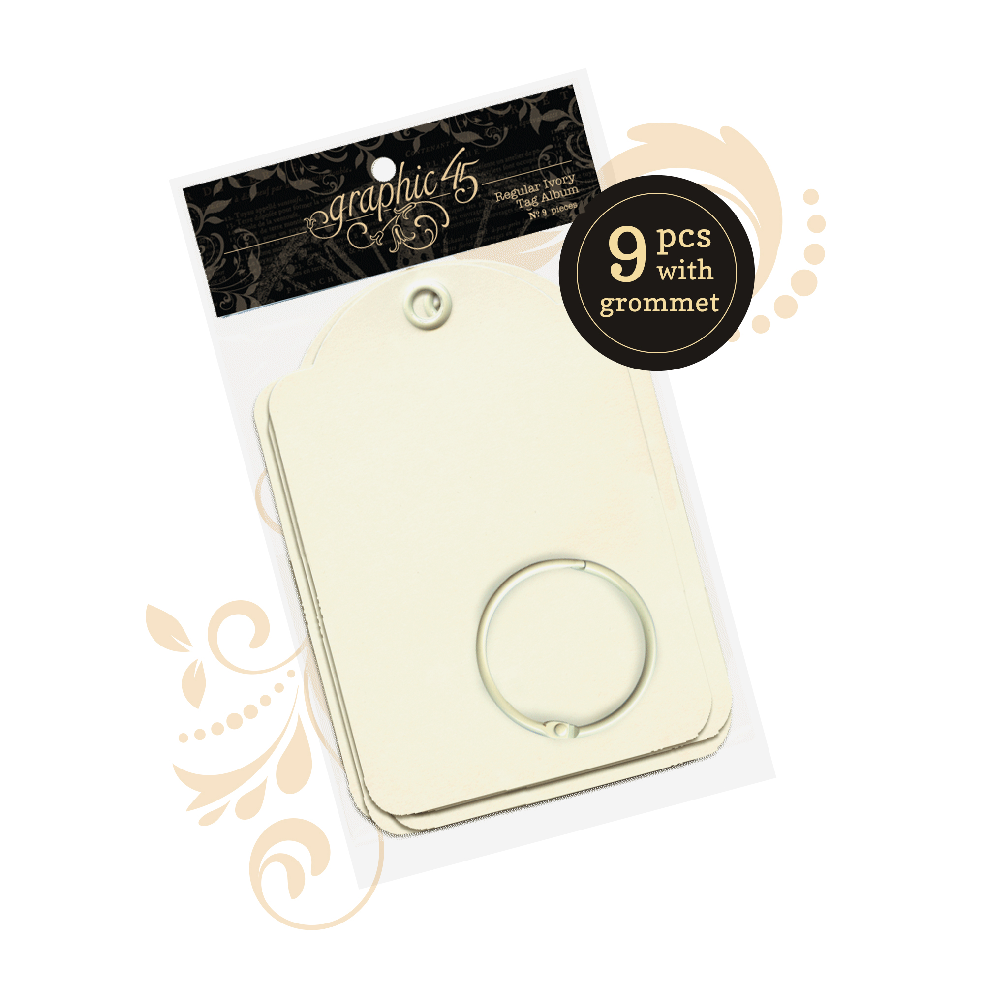graphic-45-staples-regular-tags-album-ivory-9-tags image 1