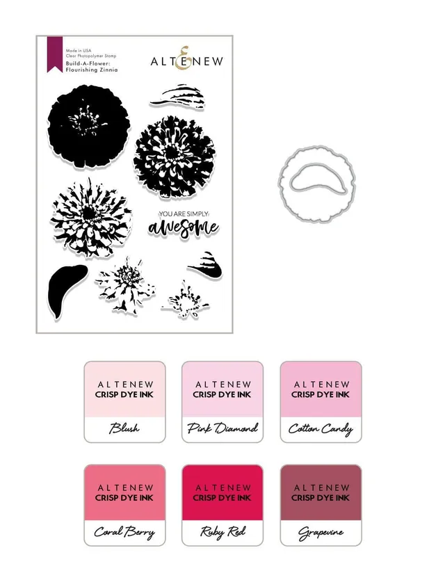 altenew-flourishing-zinnia-stempel-stanzen-ink-bundle-rosa image 1