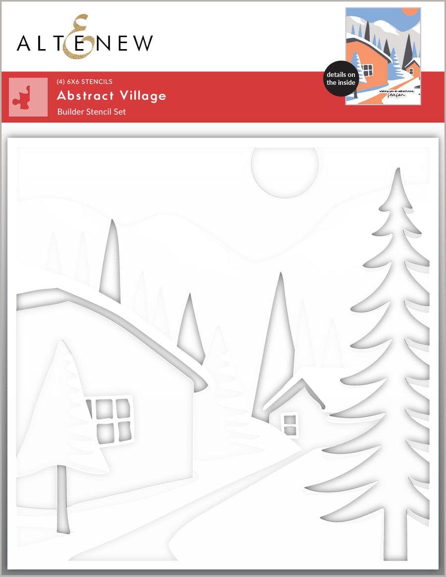 altenew-abstract-village-builder-stencil-set-schablone-6x6-winterdorf image 1
