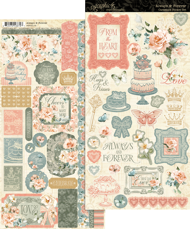 graphic-45-always-forever-sticker-set-vintage-2-bogen image 2