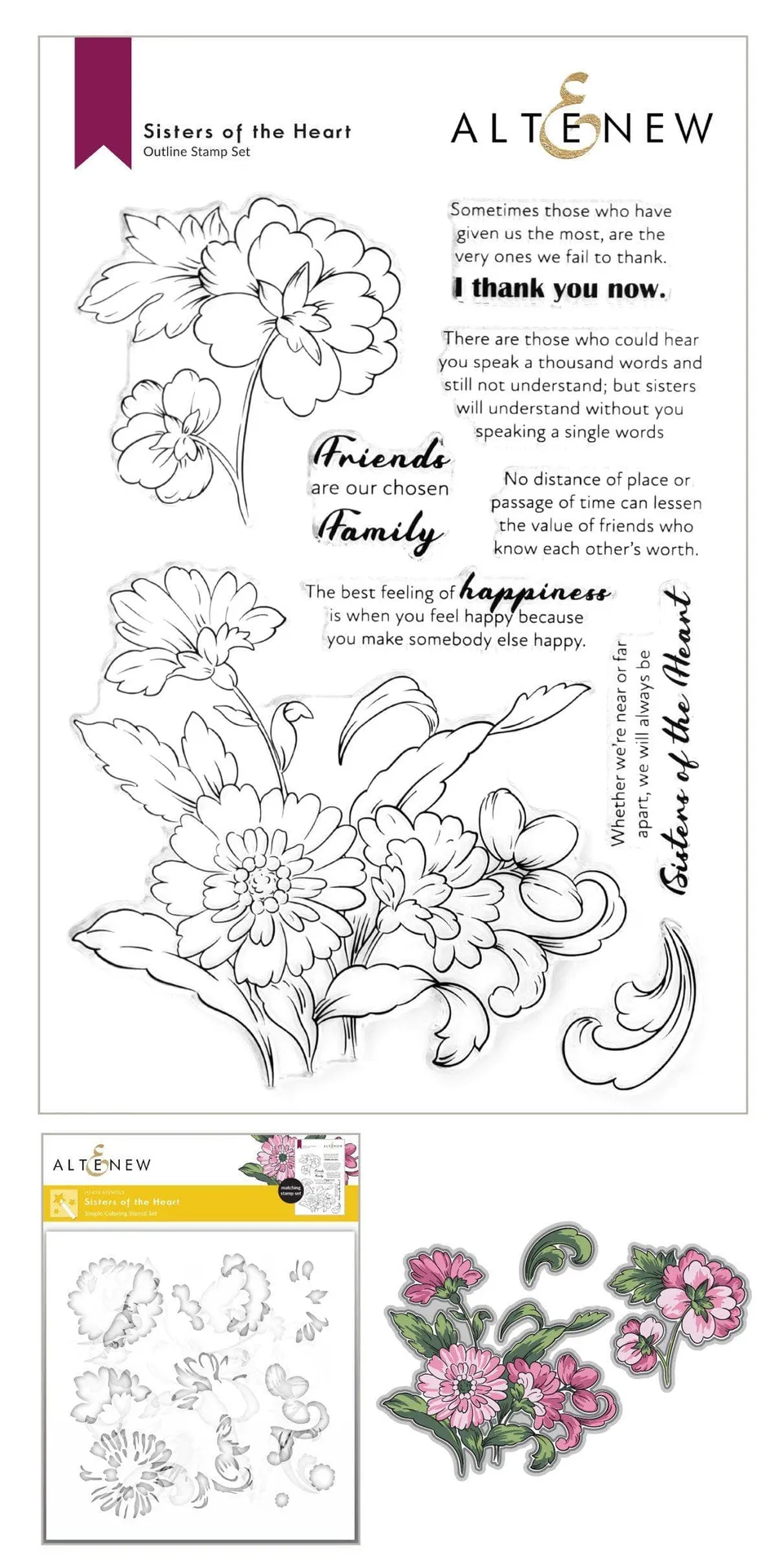 altenew-sisters-of-the-heart-schablonen-complete-bundle-blumen image 1