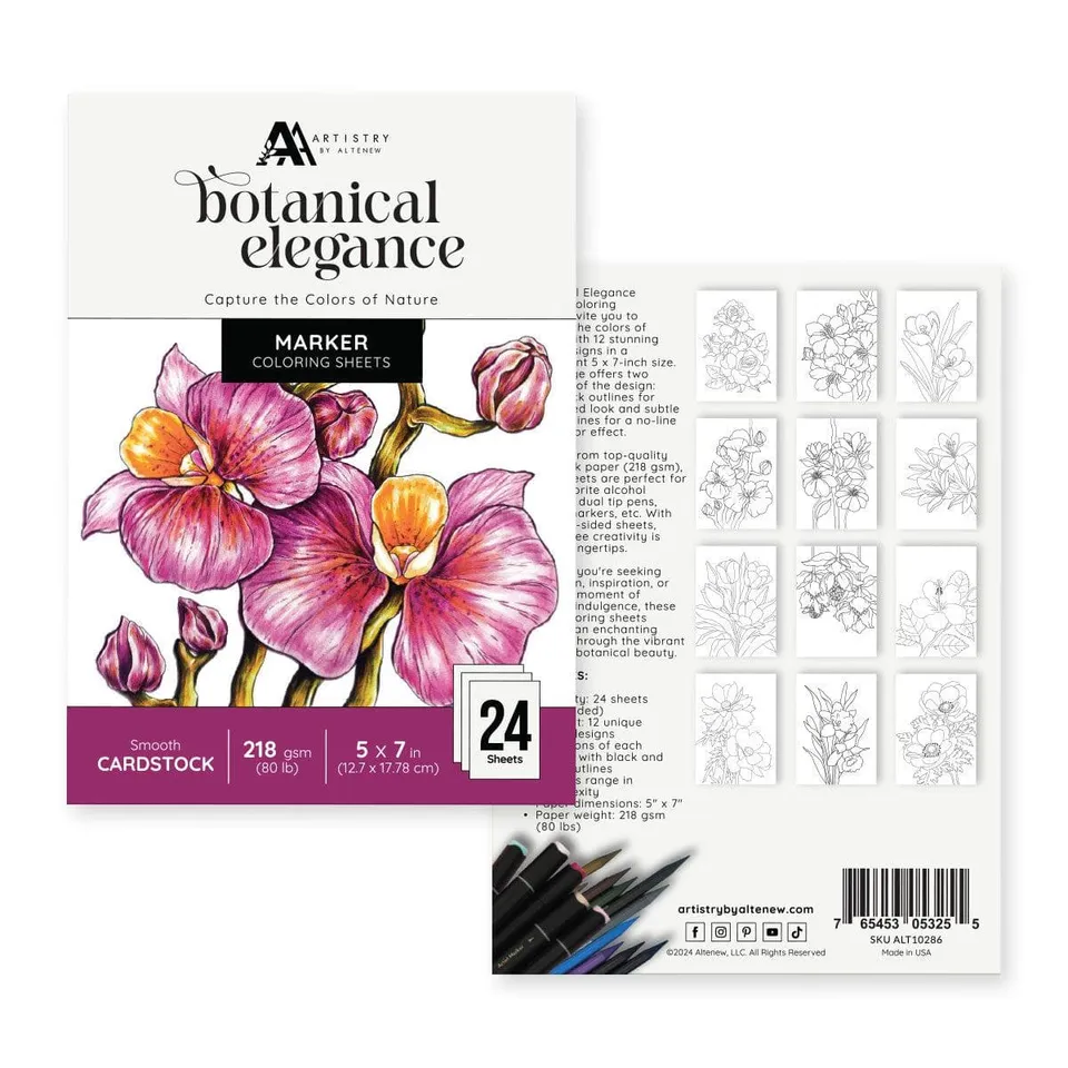 altenew-botanical-elegance-malblock-blumen-24-blatt-5x7 image 1