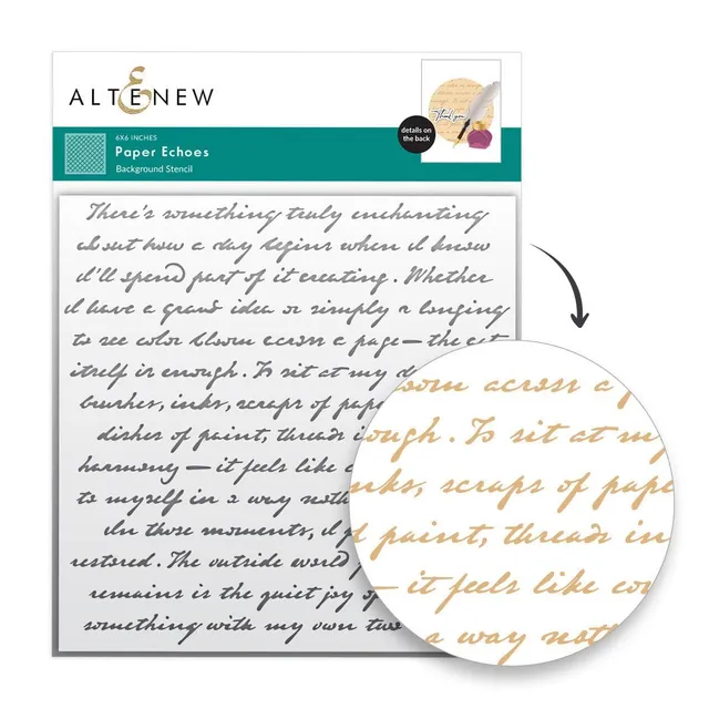altenew-paper-echoes-stencil-schablone-schrift-6x6-vintage image 1