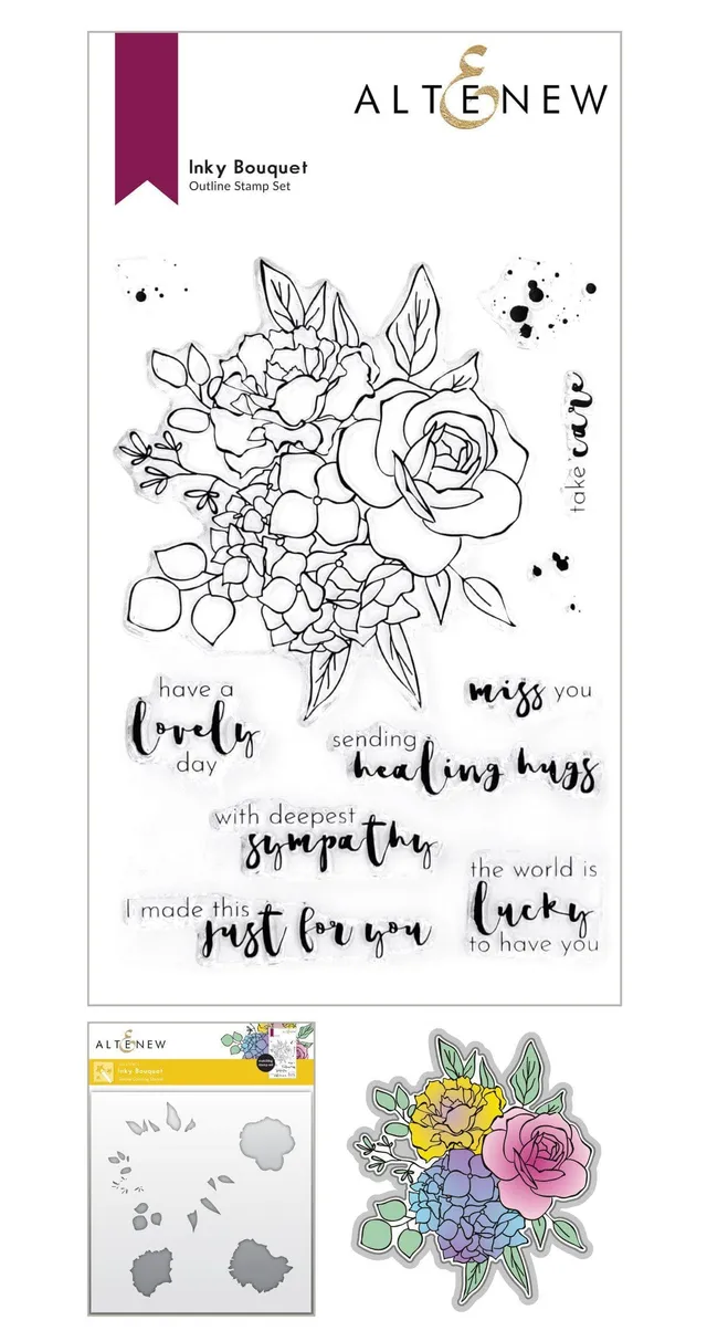 altenew-inky-bouquet-coloring-stencil-schablone-6x6-blumen image 1