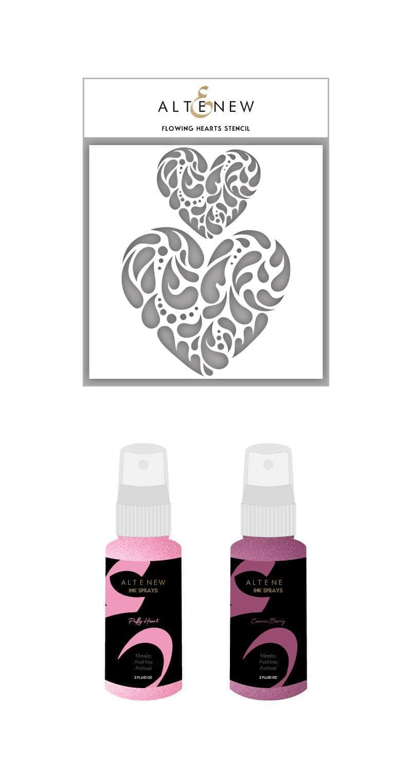altenew-inks-flowing-hearts-stencil-spray-set-metallic image 1