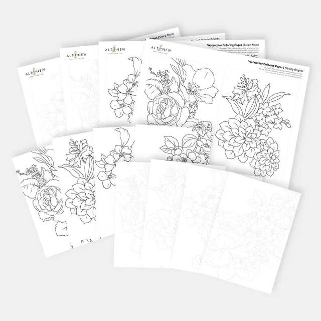 altenew-coloring-essentials-watercolor-ausmalbilder-blumen-5x7-pdf image 1