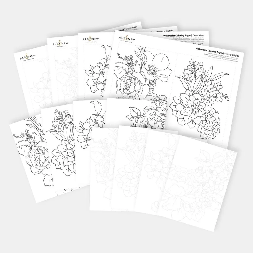 altenew-coloring-essentials-watercolor-ausmalbilder-blumen-5x7-pdf image 1