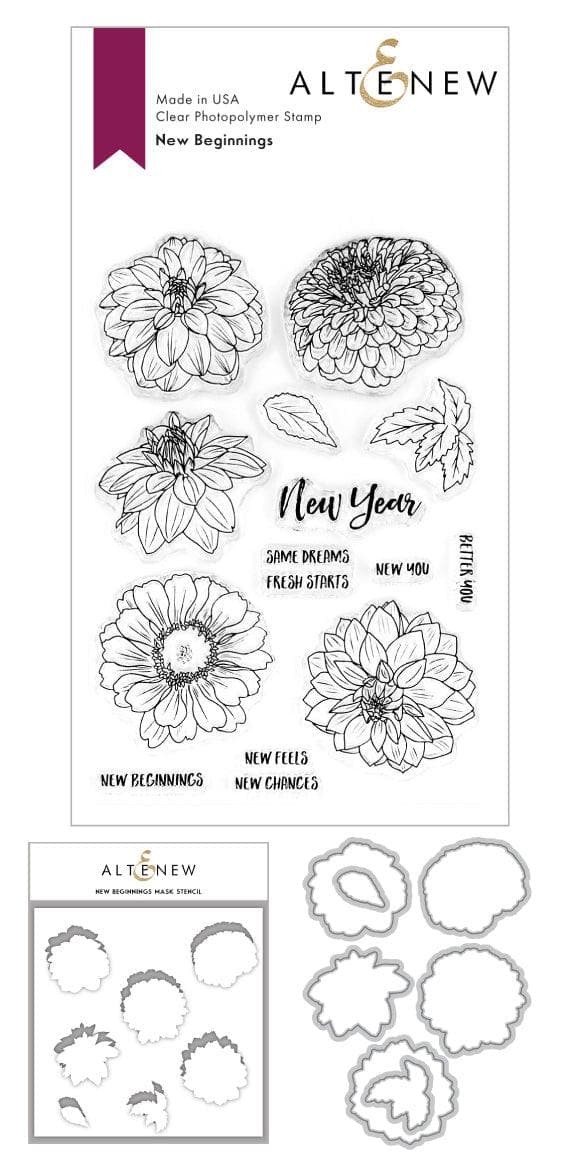 altenew-new-beginnings-schablone-stencil-set-blumen image 1